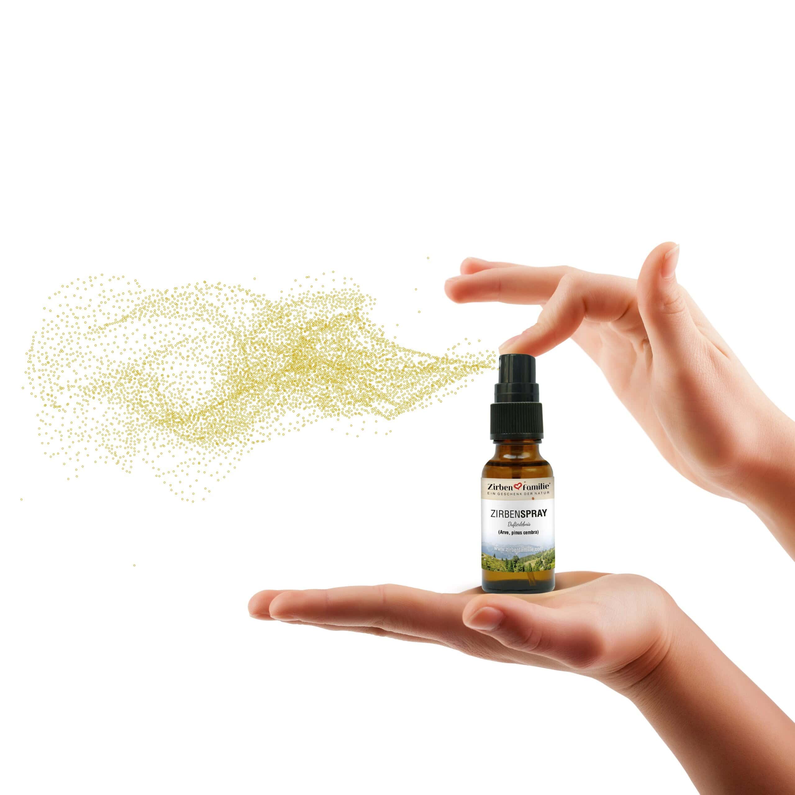 Anwendungsbeispiel mit Sprühnebel zum Zirbenspray