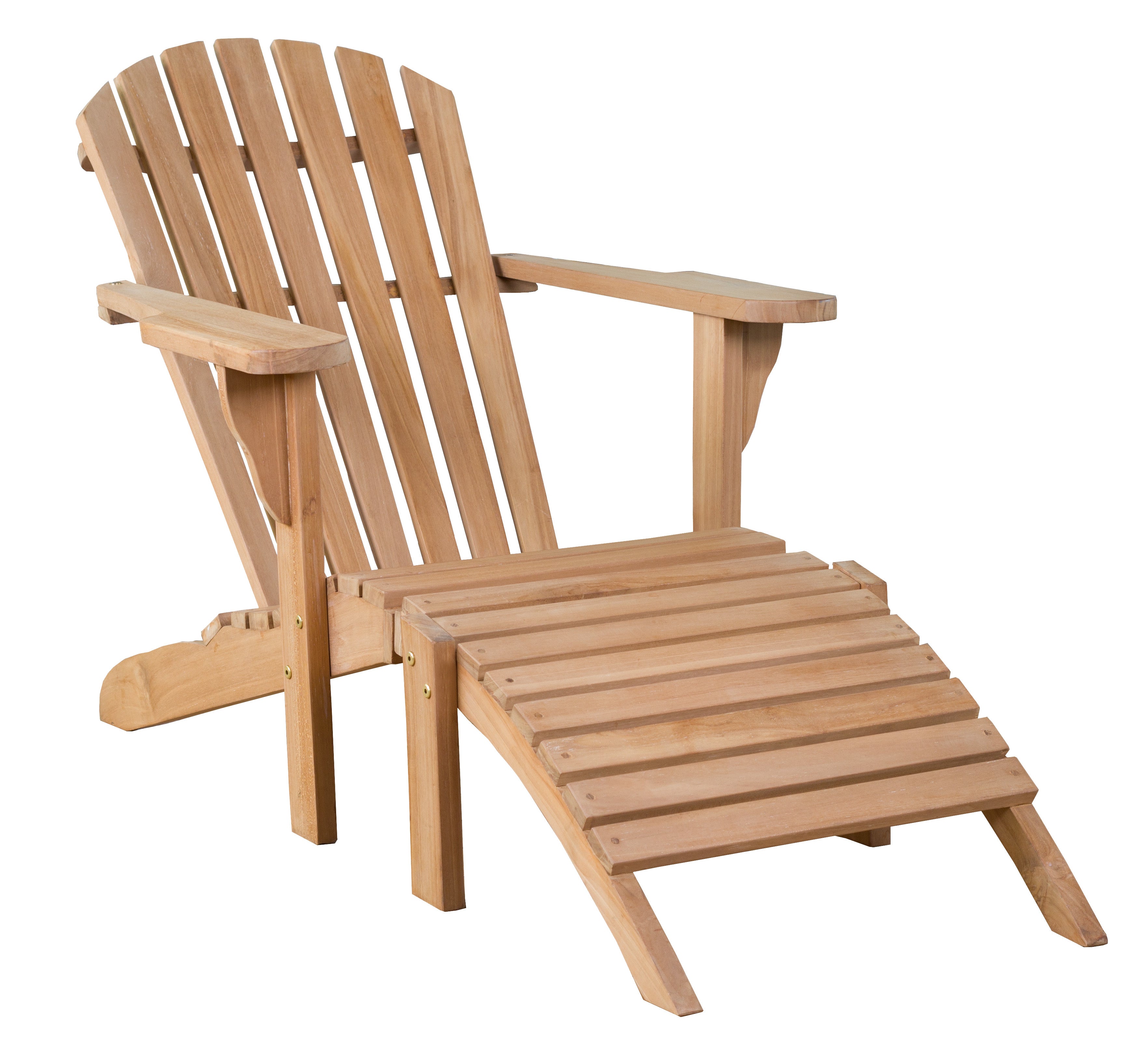 Die Gartenliege Adirondack Montreal mit passender Lattenfußstütze, abgebildet auf weißem Hintergrund, bietet langlebige Qualität und wetterbeständigen Komfort – ideal für stilvolles Entspannen im Freien.