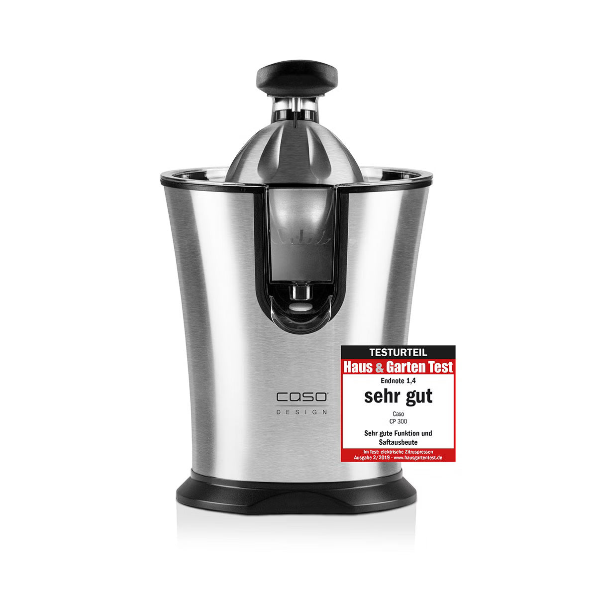 Silbernes Entsaftungsgerät mit schwarzen Details