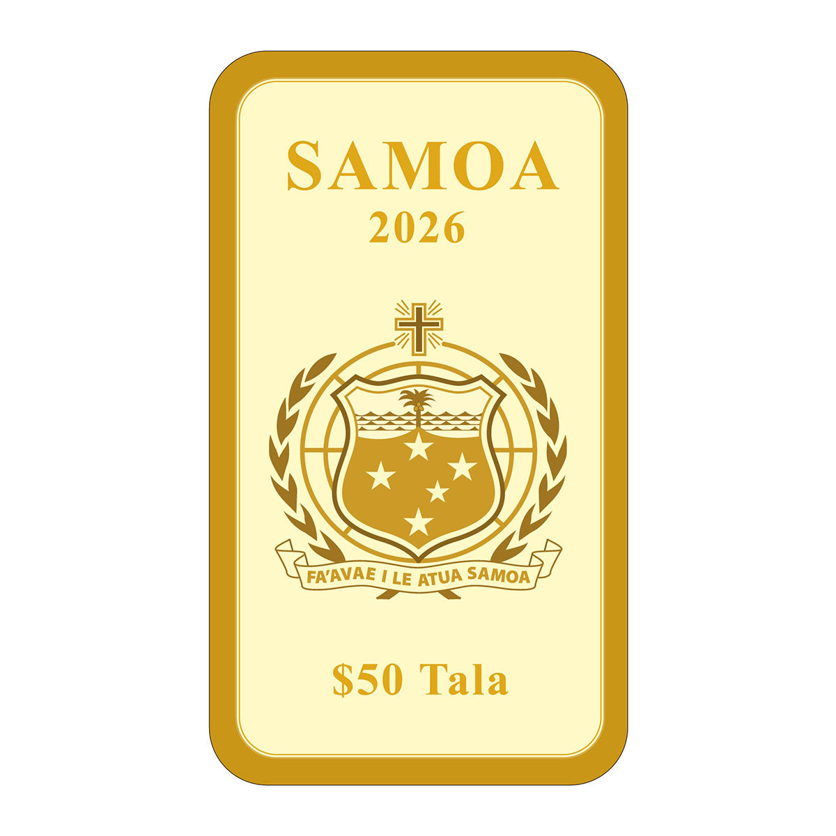Rückseite Samoa 2026 des GOldbarren
