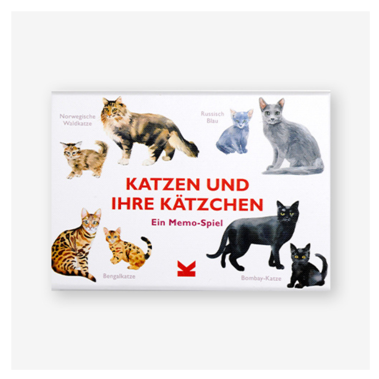 Katzen und ihre Kätzchen: Ein illustriertes Memo-Kartenspiel mit deutschen Texten über Katzen und ihre Kätzchen.