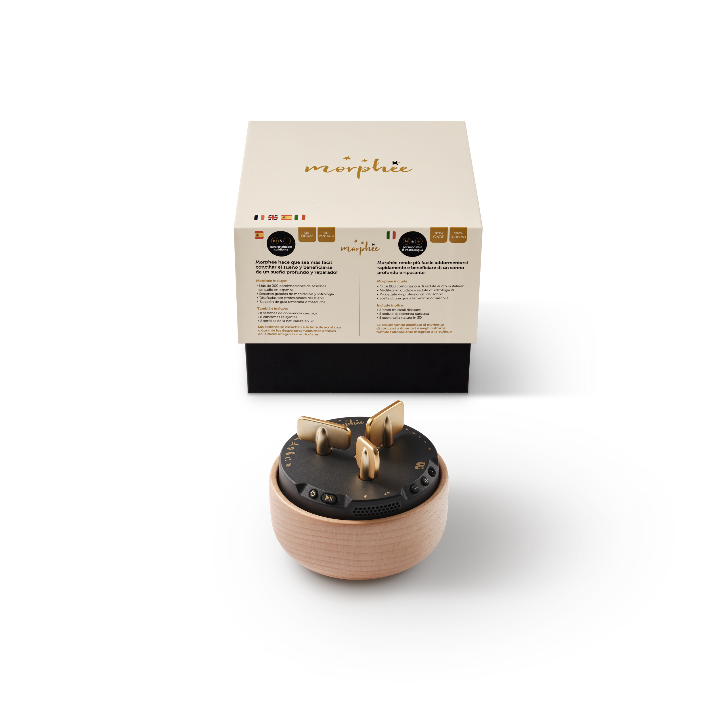 Morphe-Meditationsgerät vor der Verpackung