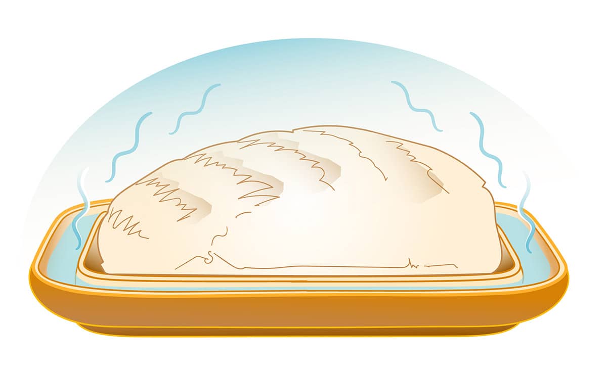 Veranschaulichung Wasserdampfkonzept der Backplatte Bread & Cake von DENK Keramik