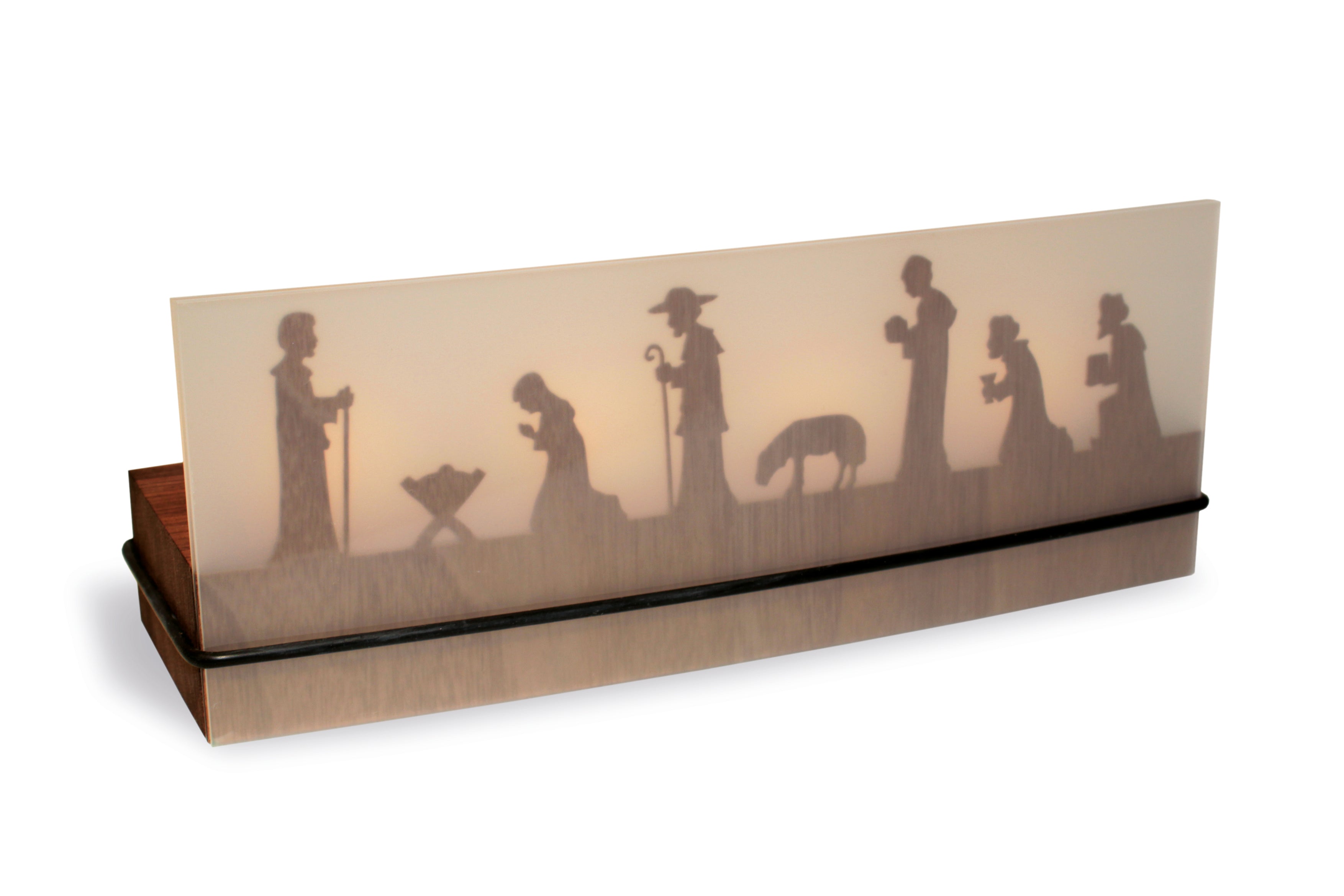 Kreieren Sie mit dem Teelichtleuchter Schattenspiel 4er Krippe einen wunderschönen Scherenschnitt-Effekt der Weihnachtsgeschichte mit Silhouetten von Figuren und Tieren – perfekt für eine zauberhafte Krippendarstellung.