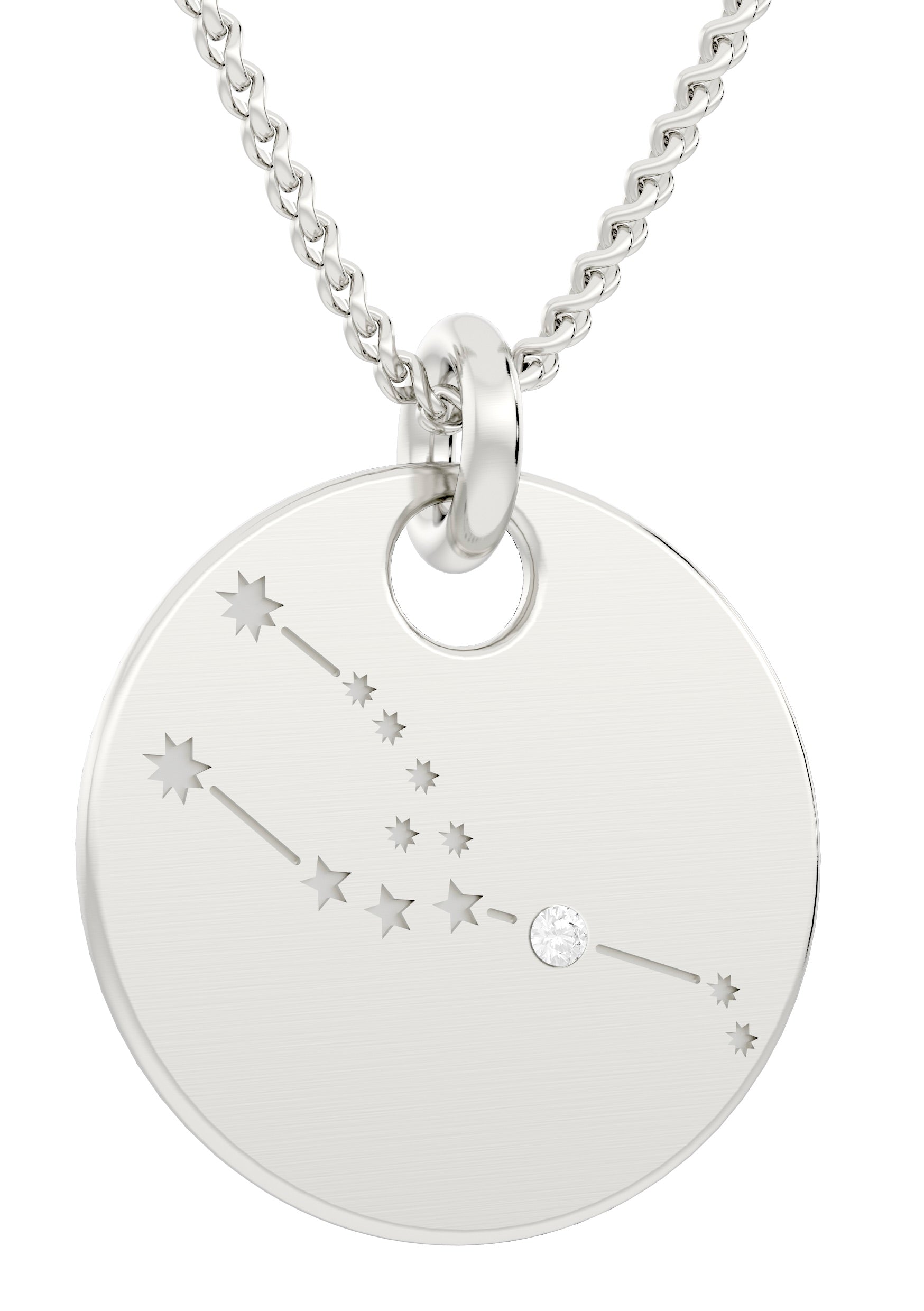 Sternbild Kettenanhänger, inkl. Kette: Eleganter 925er Silber-Anhänger mit filigranem Sternenmotiv und funkelndem Diamant an einer zarten Kette.