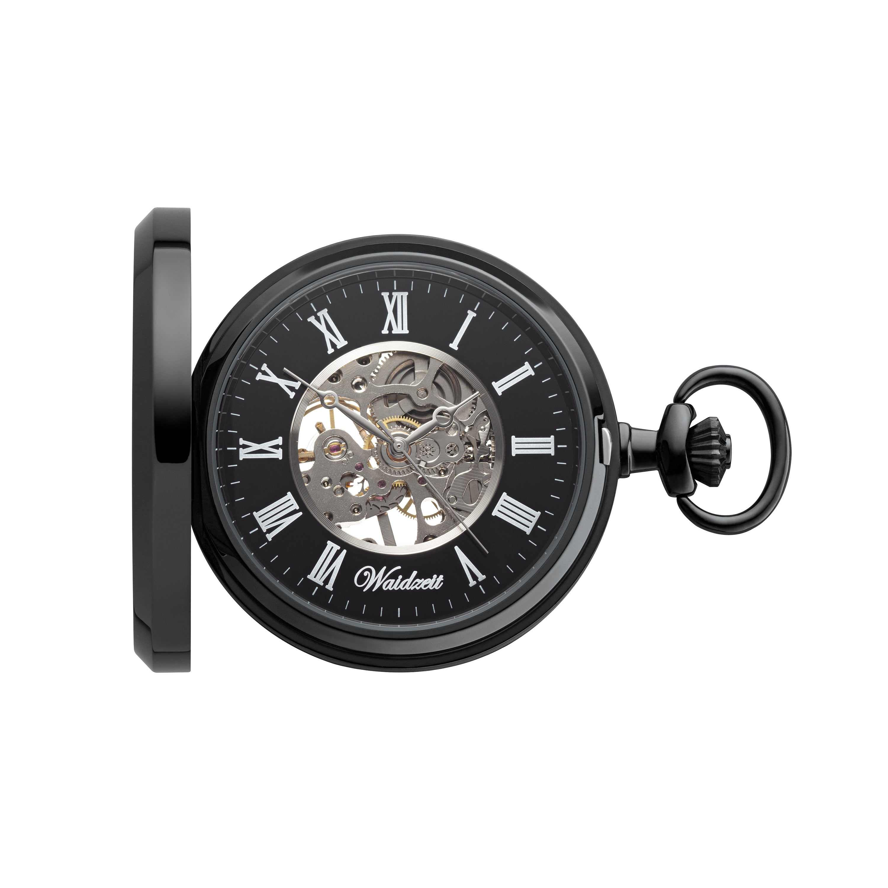 Taschenuhr aus schwarzem Edelstahl