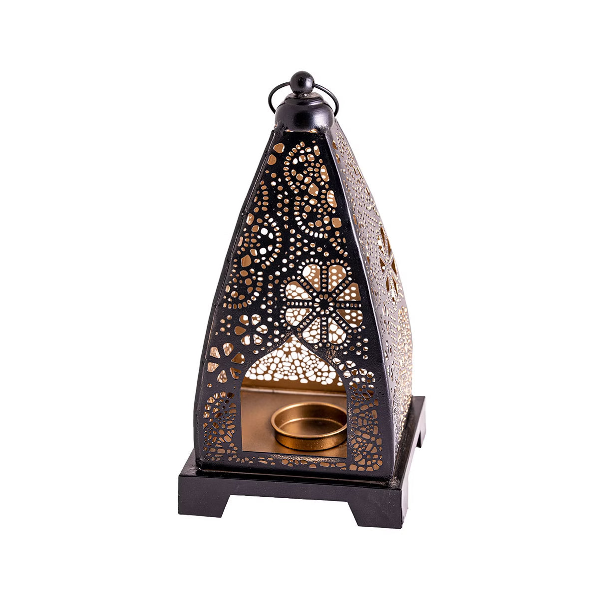 Laterne aus Metall mit strukturiertem Echtglas, orienalisches Design