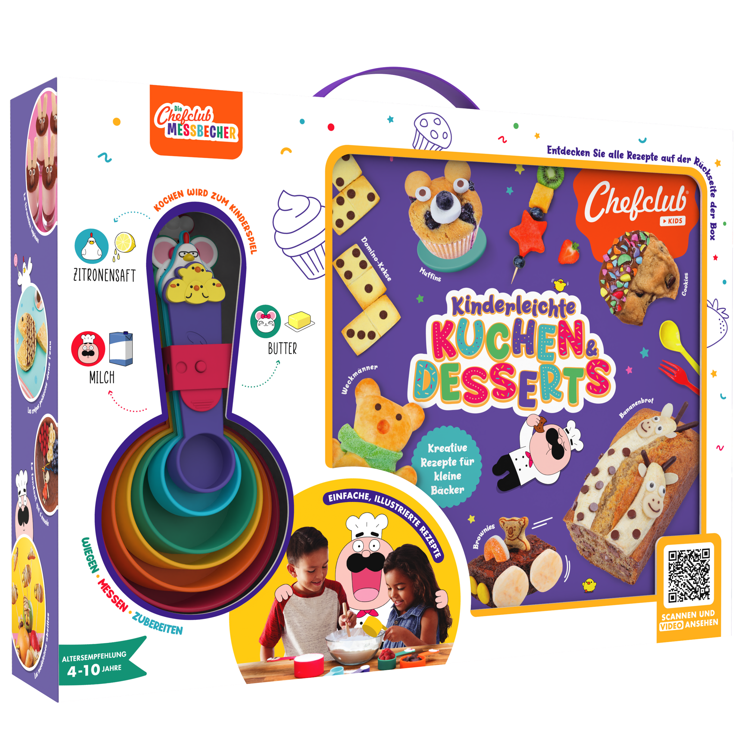 Set bestehen aus einem Kochbuch für Kinder und einem Messbecher-Set