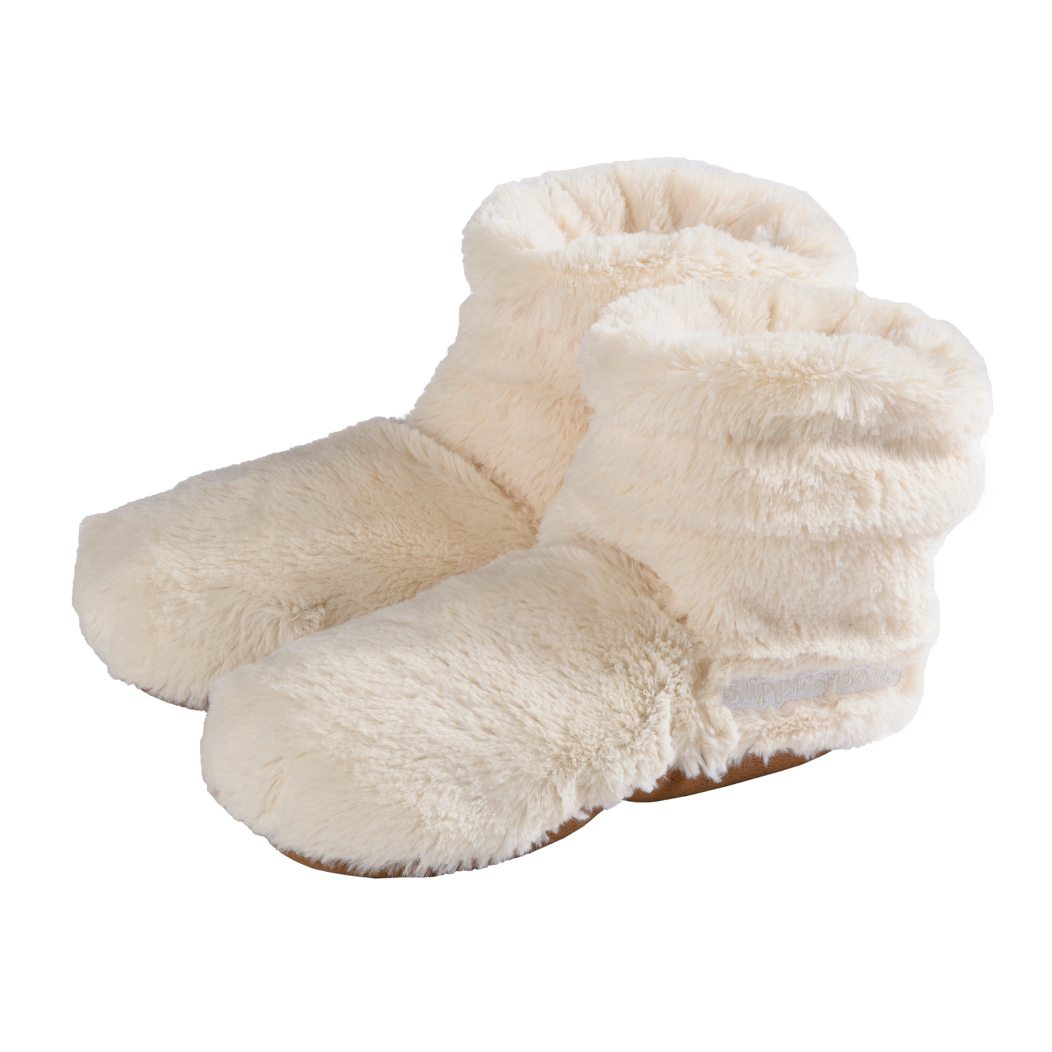 Slippies® Boots Deluxe beige (Gr. 37-42): Flauschige, cremefarbene Slipper-Boots mit weicher Textur, gemütlicher hoher Knöchelpassform und wohltuendem Lavendelduft für zusätzlichen Komfort.