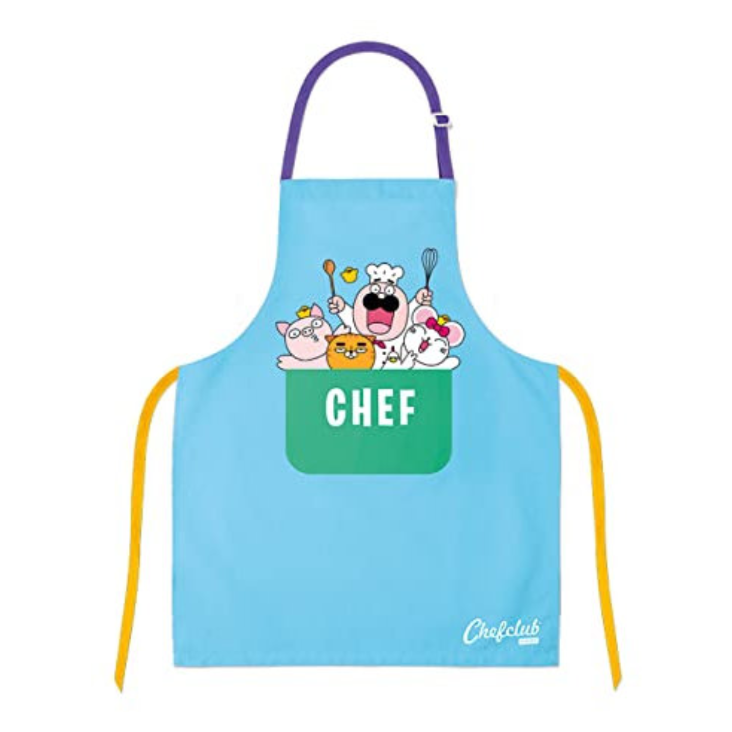 Eine Schürze aus Baumwolle mit großer Fronttasche und größenverstellbaren Halsschlaufe