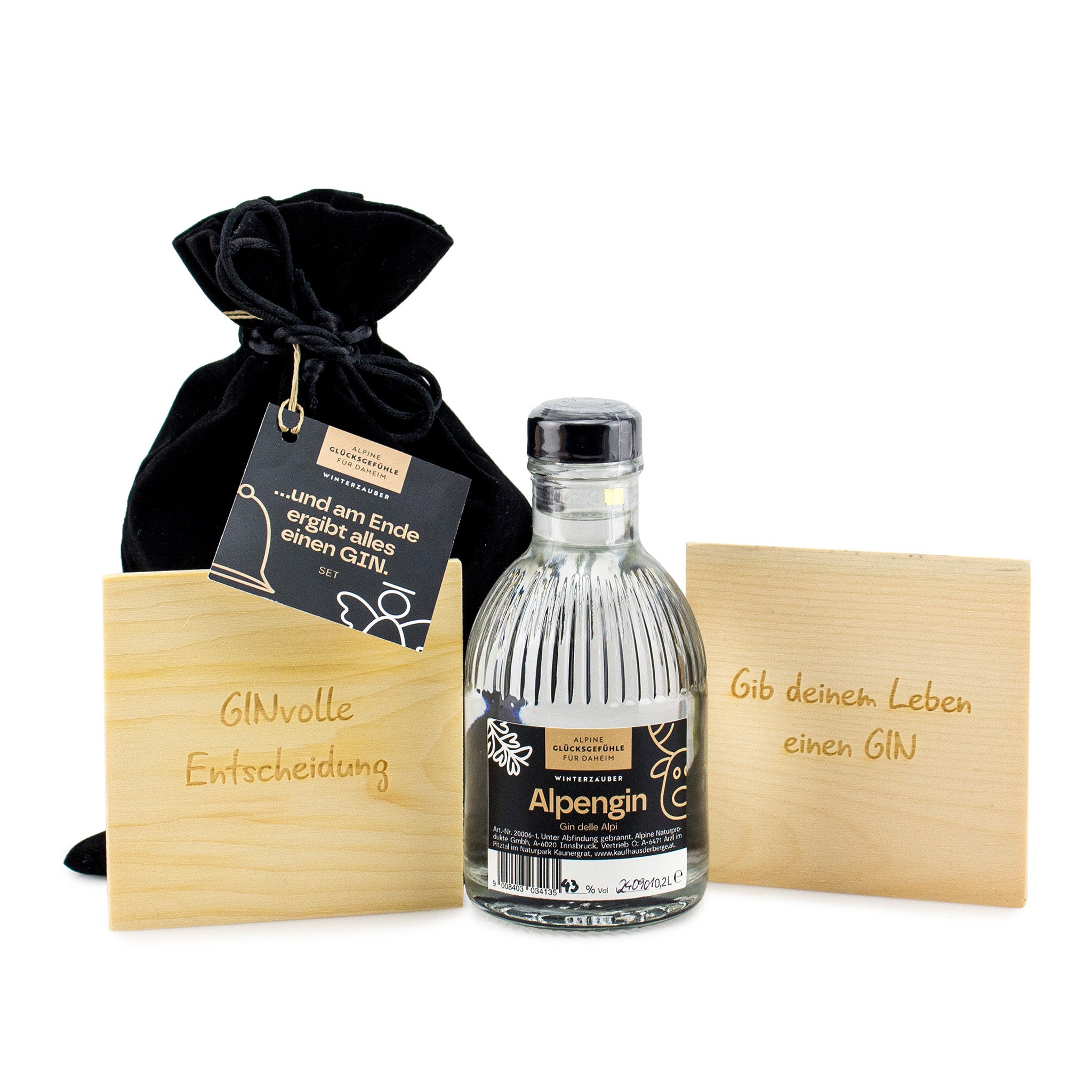 Gin-Set Mit Säckchen,Fläschchen und Untersetzer