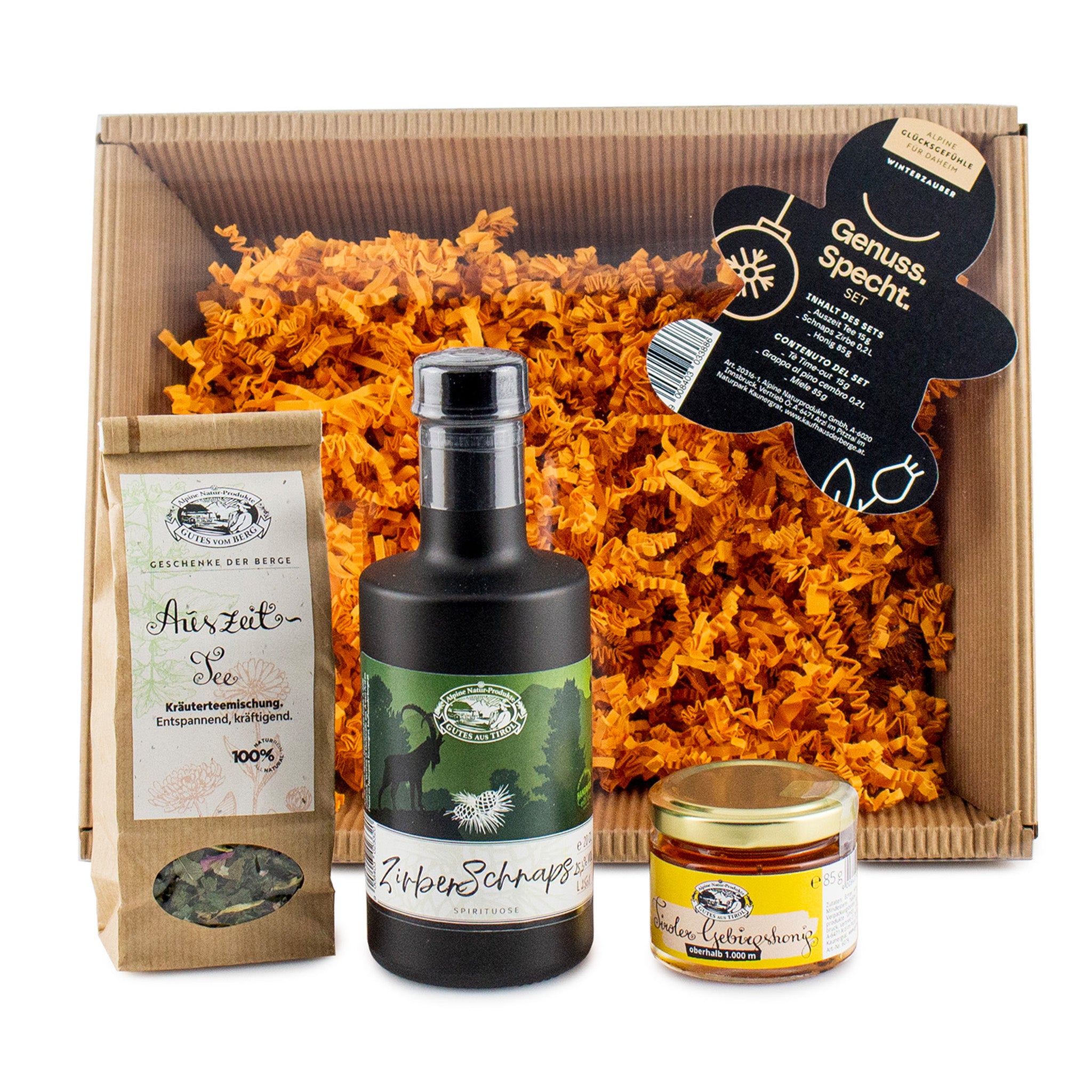 Gefütterte Box mit Tee,Schnap und Honig